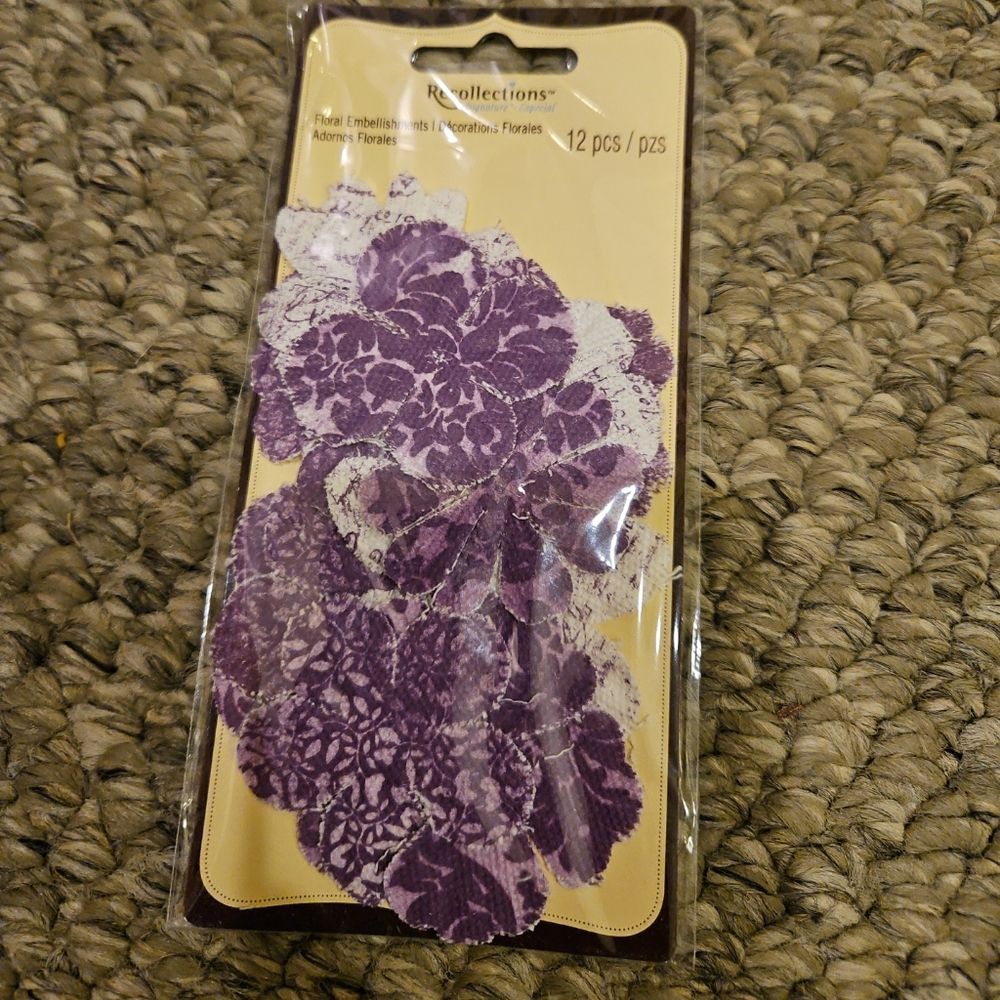 Recollections Purple Flowers Embellishments Decor, Set of 12 Shabby chic